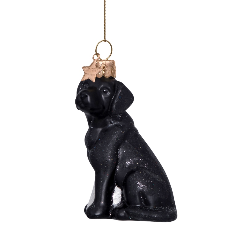  Weihnachtskugel Labrador schwarz, Glas,  H. ca.9 cm, Hund von Vondels 