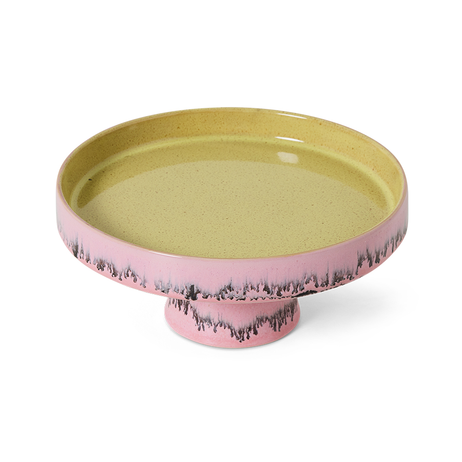 HKliving 70's PLatte mit Fuß BUBBLE, bowl on base, D. 21 cm, Höhe 9,5 cm 