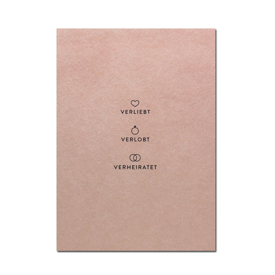 % Postkarte VERLIEBT VERLOBT VERHEIRATET von Kartenmarie, Geburtstag, Nr. 32