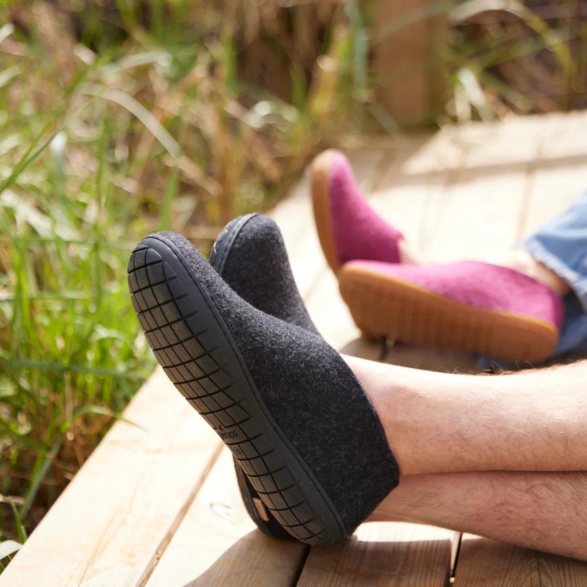 Glerups Shoe, Hausschuh Wollfilz Rubber Schwarz, Sohle Naturkautschuk Schwarz