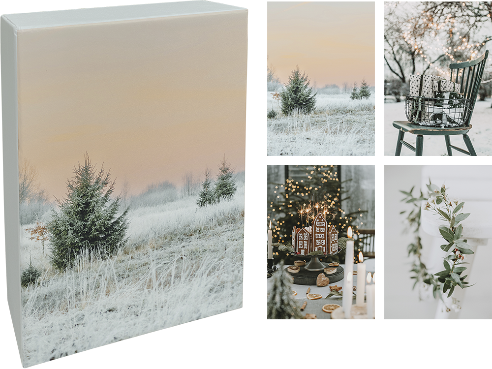 Sköna Ting  " Winter in Pastel" Kartenbox mit 20 Doppelkarten mit Kuverts, 10,5x15 cm 