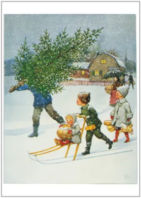 Postkarte " Kinder im Winter " von Elsa Beskow