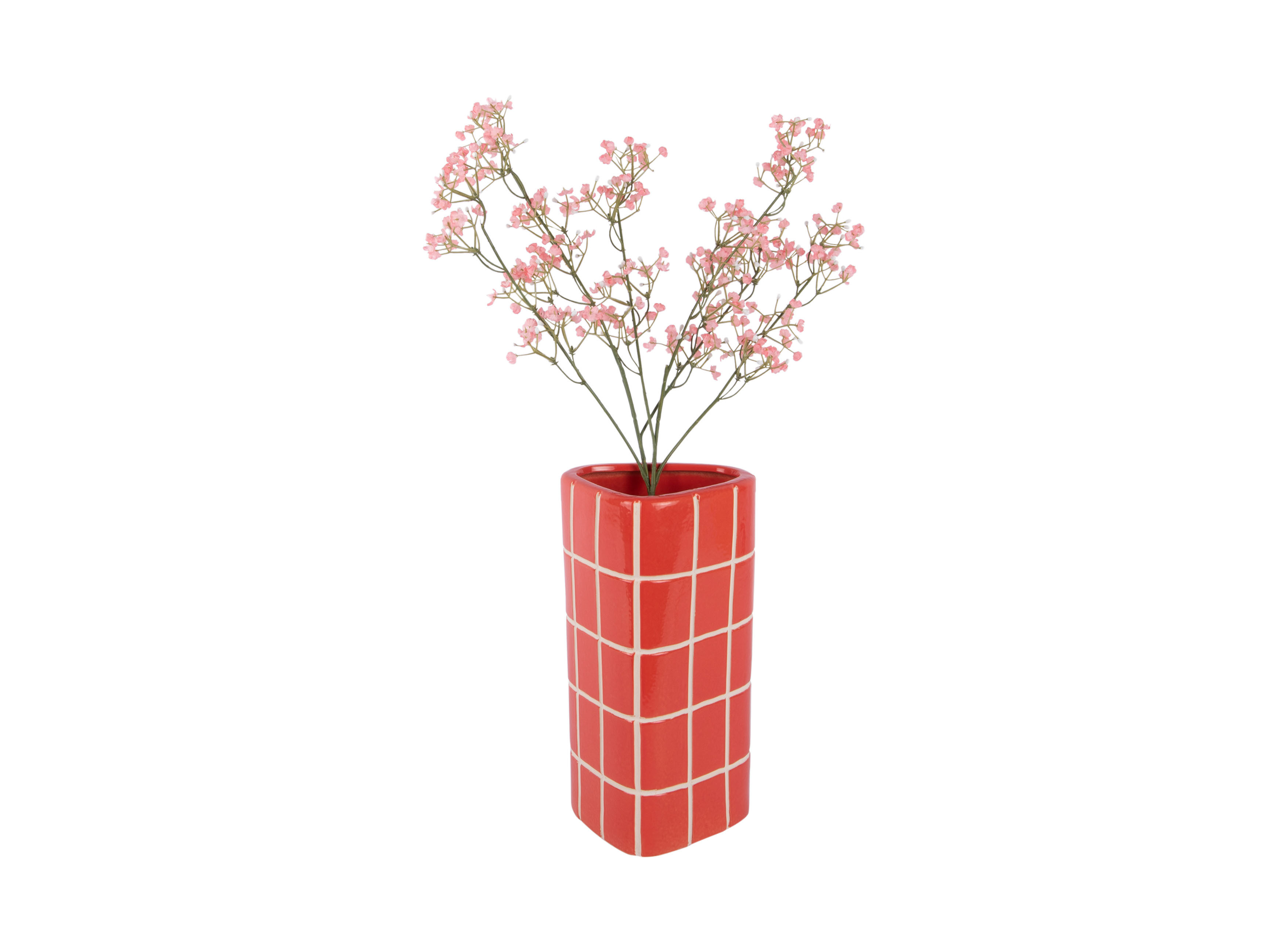 Vase Retro Fliesen Rot, Retro Tiles Triangular Medium Höhe 26 cm, D.11,5 cm  