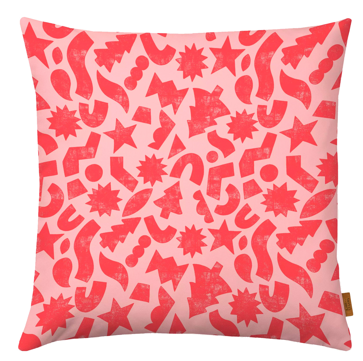 % Kissenhülle XMAS "Weihnachtsmuster rot rosa", 50 x 50 cm, Velours 