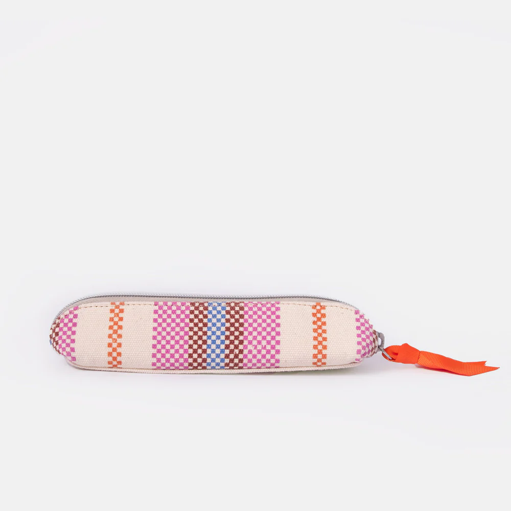 Caroline Gardner Federmäppchen Checkerboard Stripe Canvas Pencil Case 