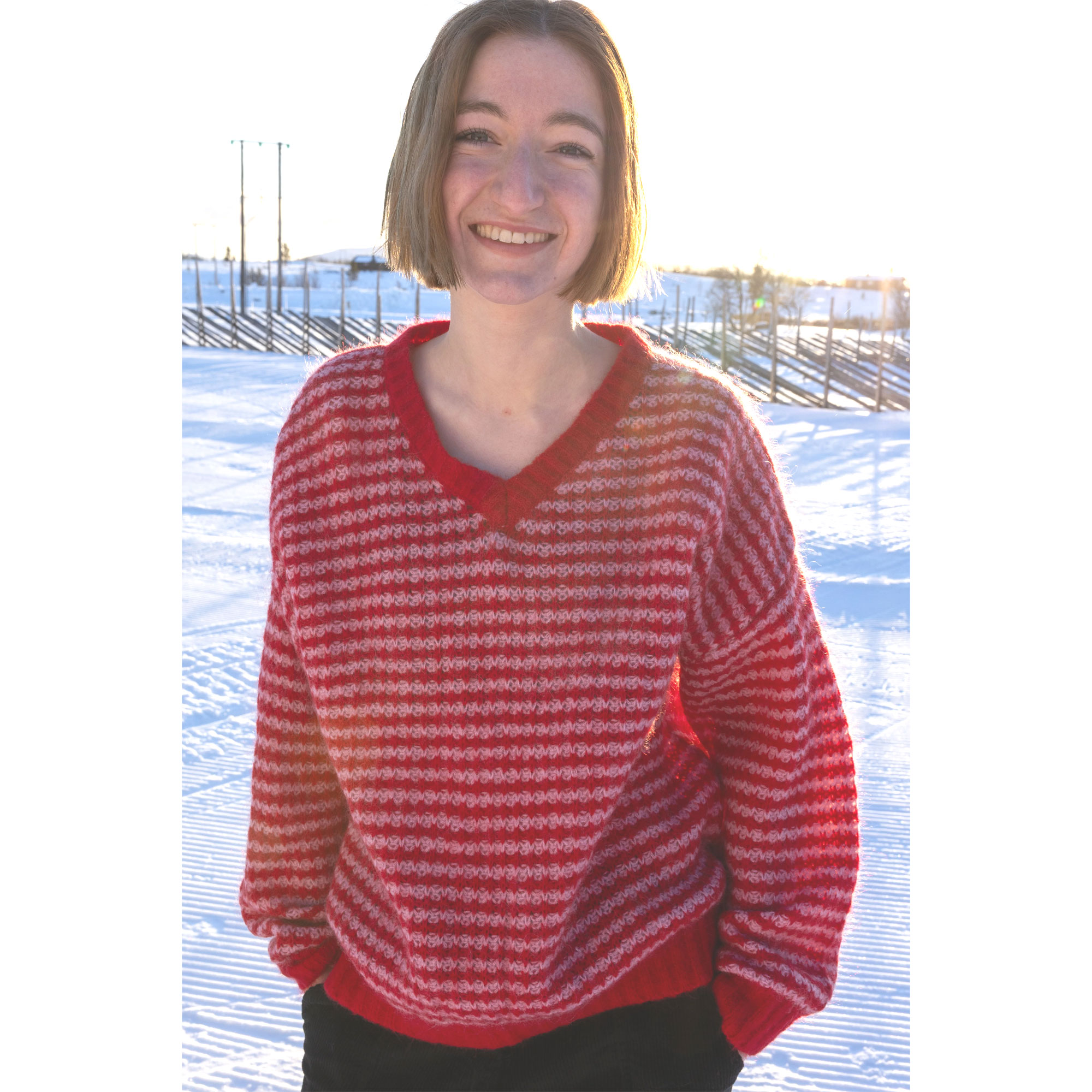 Danefae Pullover Danerelative Mohair Sweater Dark Red/Cold Pink