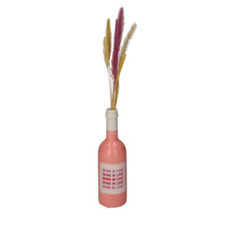 % Mignon, Vase, Weinflasche, Motiv: Drunk in love, rosa , Höhe ca. 20 cm