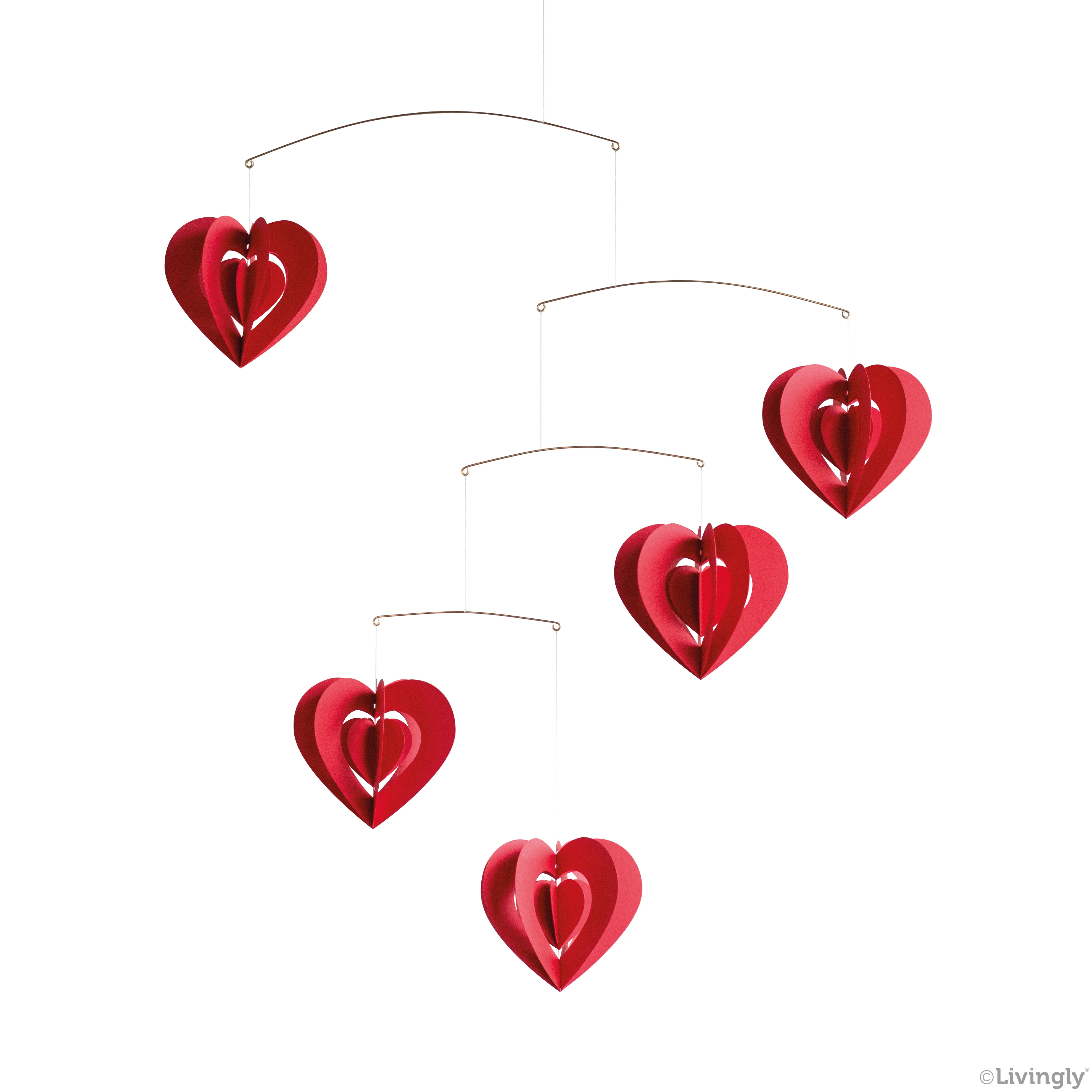 Livingly Clara Heart Mobile, rot, Herzen von Livingly  , ca. 45 x 50 cm