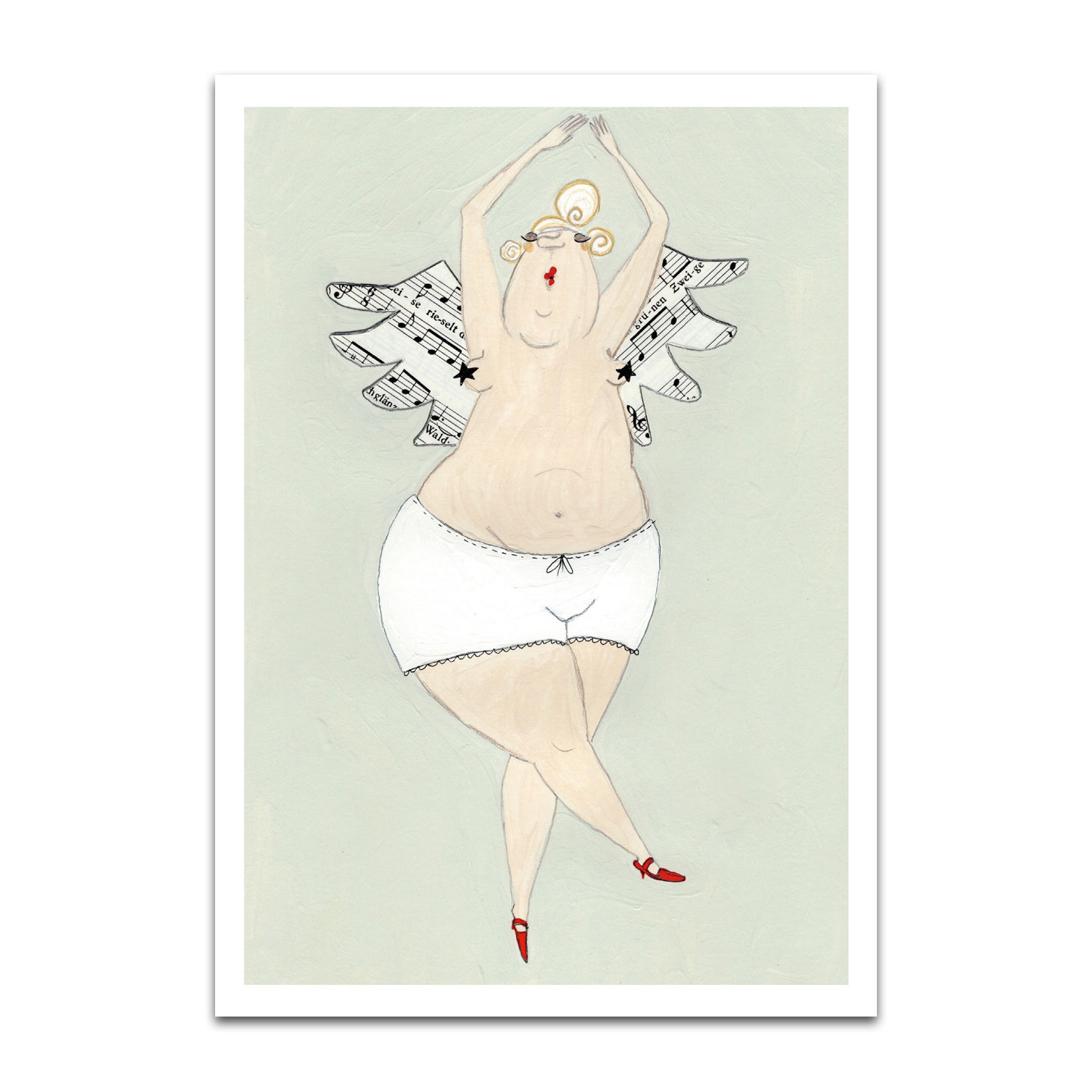 Postkarte kittiekatstudio xmas "notenengelmieder" von kittiekatstudio , Engel