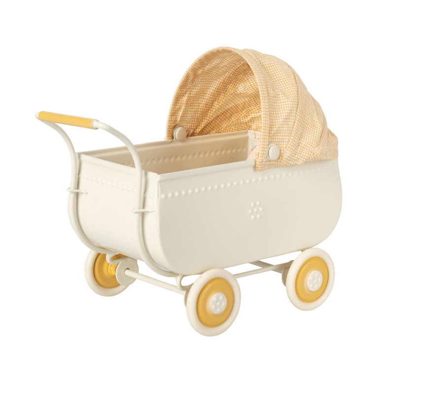 Maileg Micro Kinderwagen - Gelb, Pram 