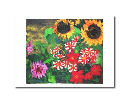 Postkarte Emil Nolde "Dahlien und Sonnenblumen" Kunst 