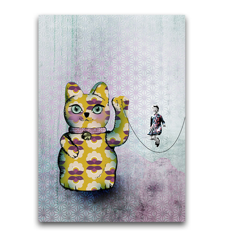 Postkarte La Tack "winkehüpfer" von La Tack , Glückskatze, Winkekatze