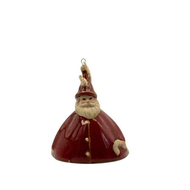 Weihnachtsglocke Weihnachtsmann Rot, Keramik, ca. 6,5 cm, ORNAMENT GNOME LITTLE BELL Red