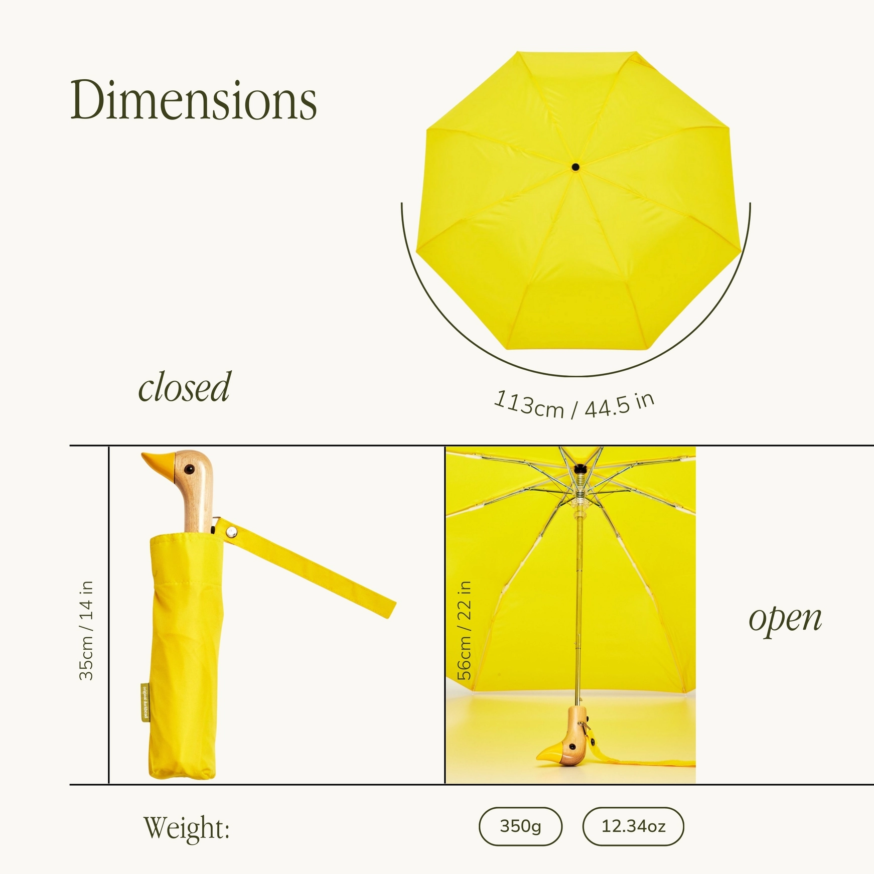 Regenschirm Original Duckhead GELB,  Compact Duck Umbrella  