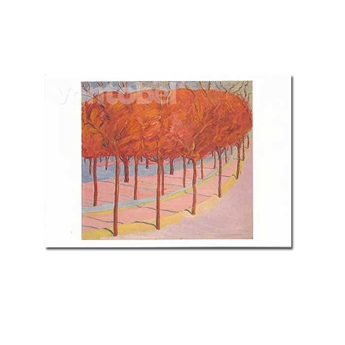 Doppelkarte "Bäume in der Wintersonne" von Cuno Amiet, Herbst, Winter, Kunst