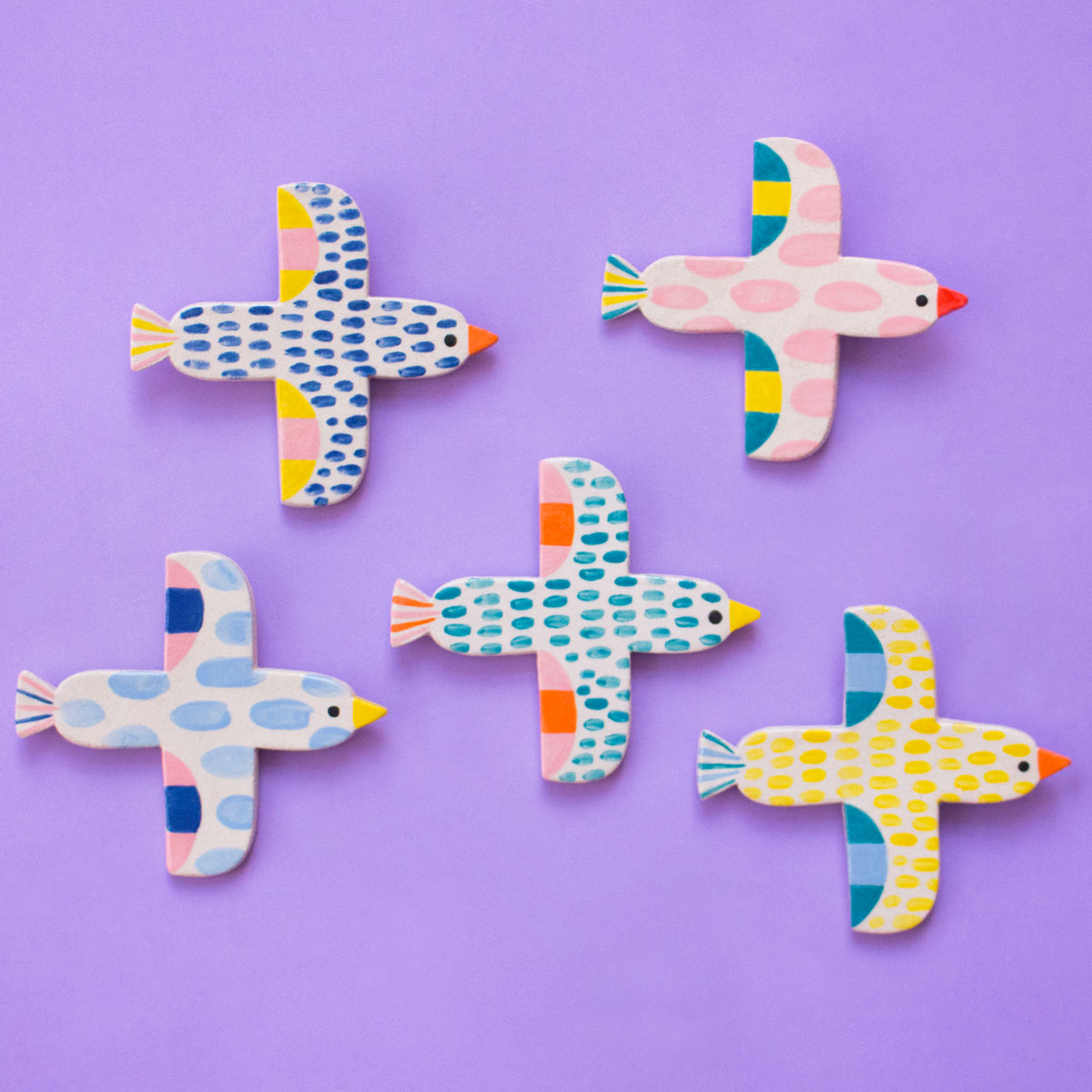 Ana Seixas Wandvogel PINK aus Portugal, Keramik ca. 12 x 12 cm, Handgefertigt 