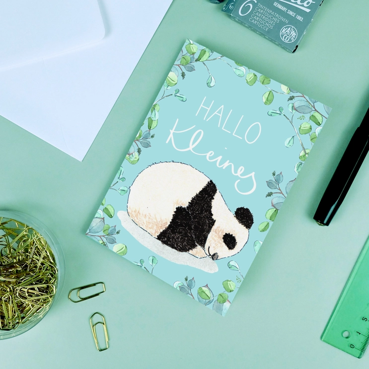 Grußkarte " Hallo kleines" Pandy Baby von Wonder Of Today, Zur Geburt