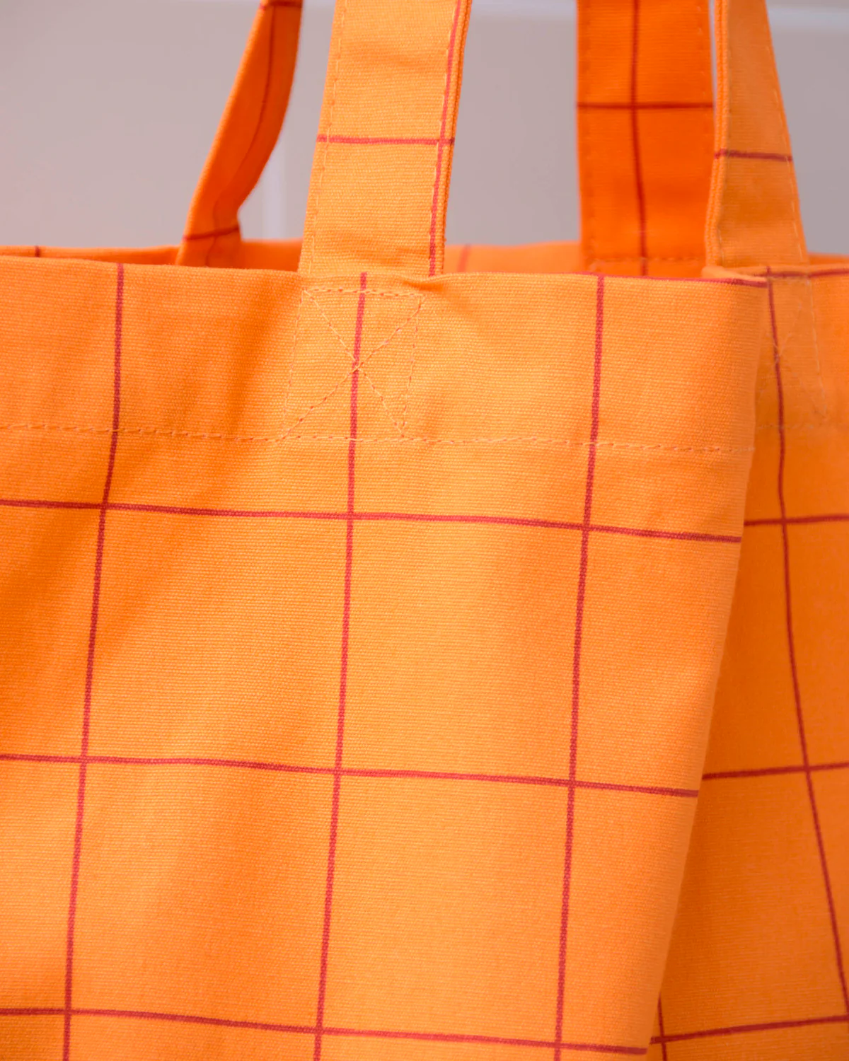 Baumwolltasche ORANGE KARO, ca. 40 x 10 x 45 + 3 cm, Stofftasche