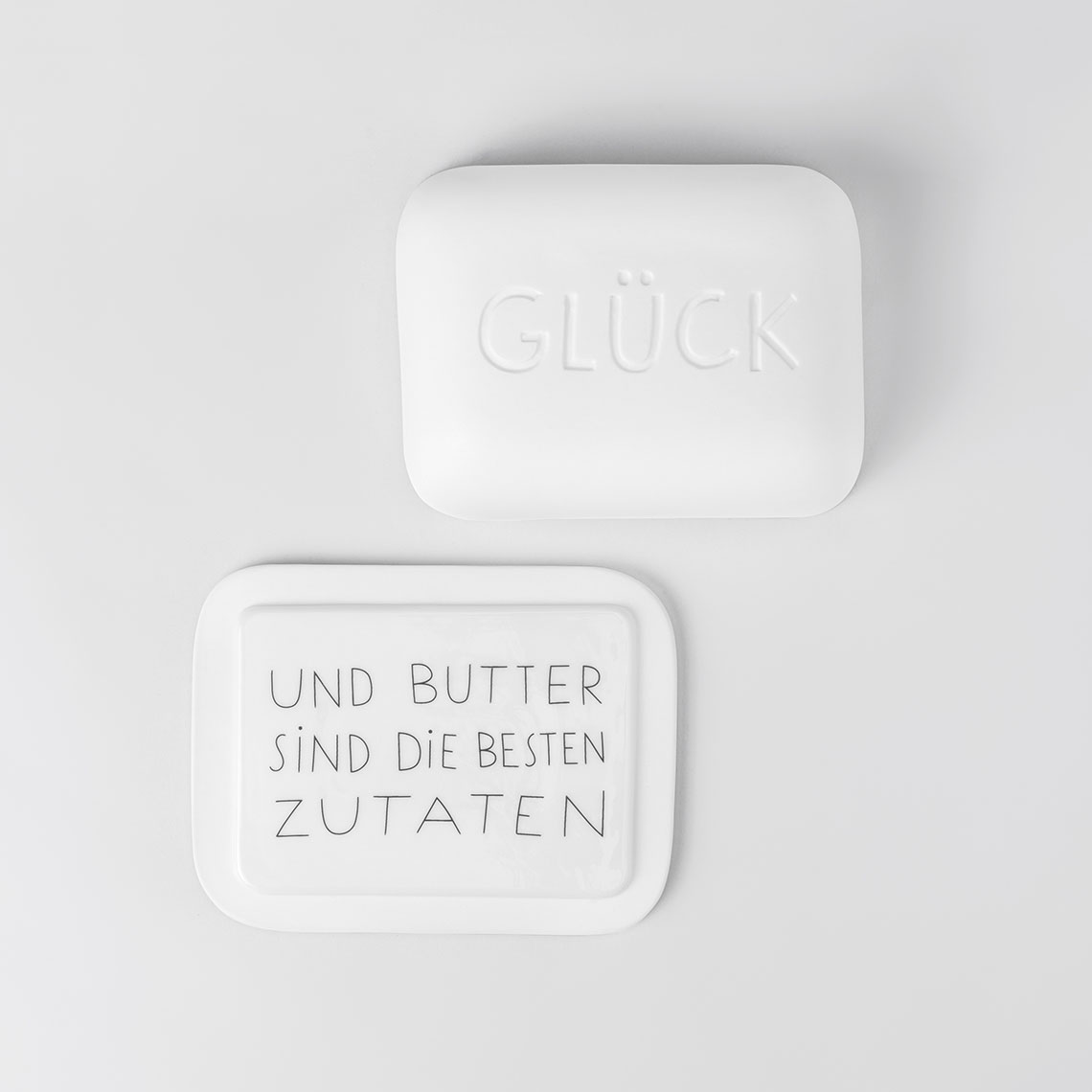 Guten Morgen. Butterdose "Glück"  von Räder, ca. 14,5 x 11 x 5,5 cm