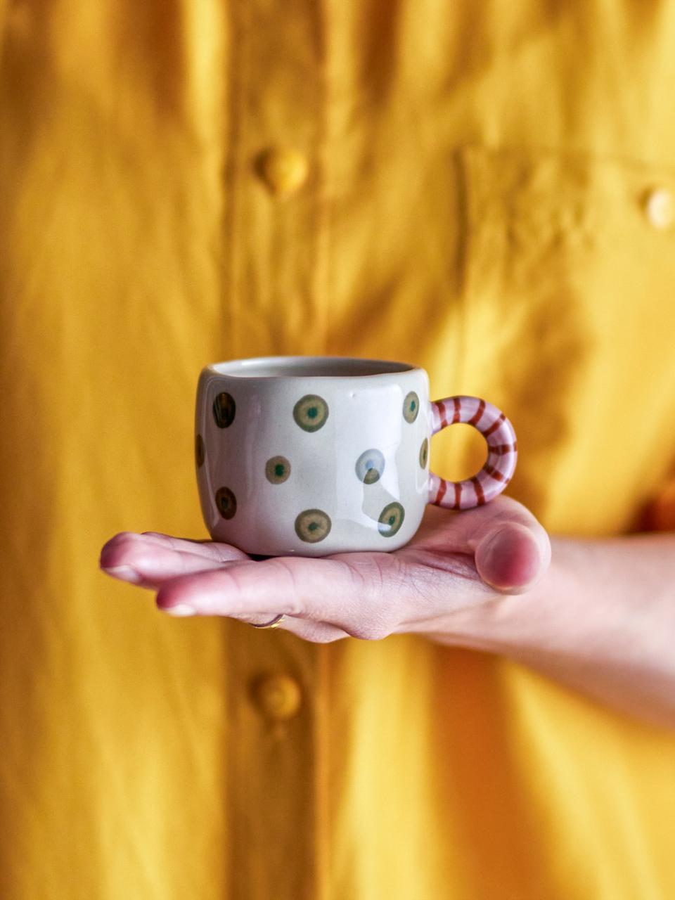 Nini Tasse, Grün, Steingut von Bloomingville, D6,5xH cm, handbemalt