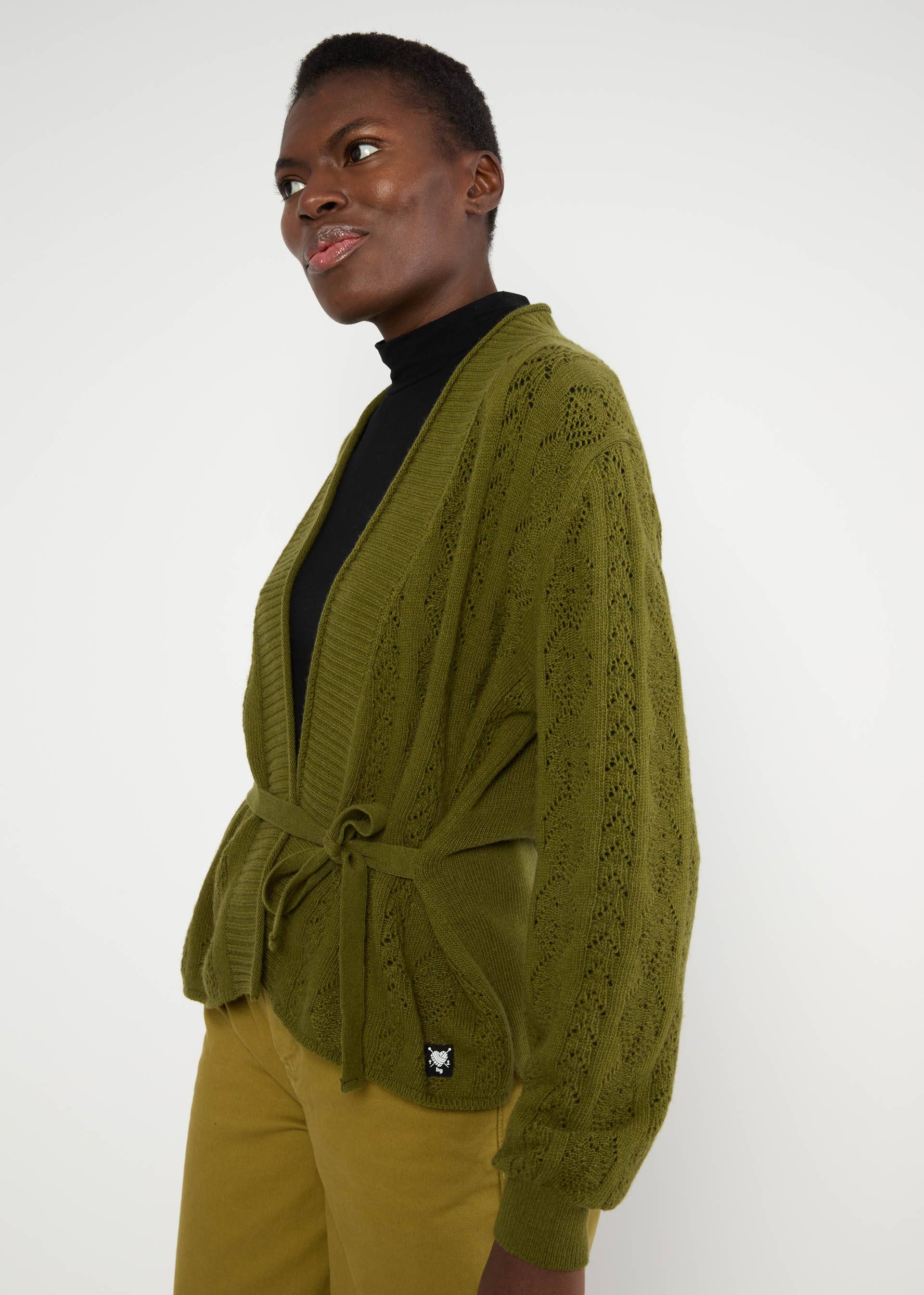 % Blutsgeschwister Cardigan Fine Craft Cocoon - ente gut, alles gut grün