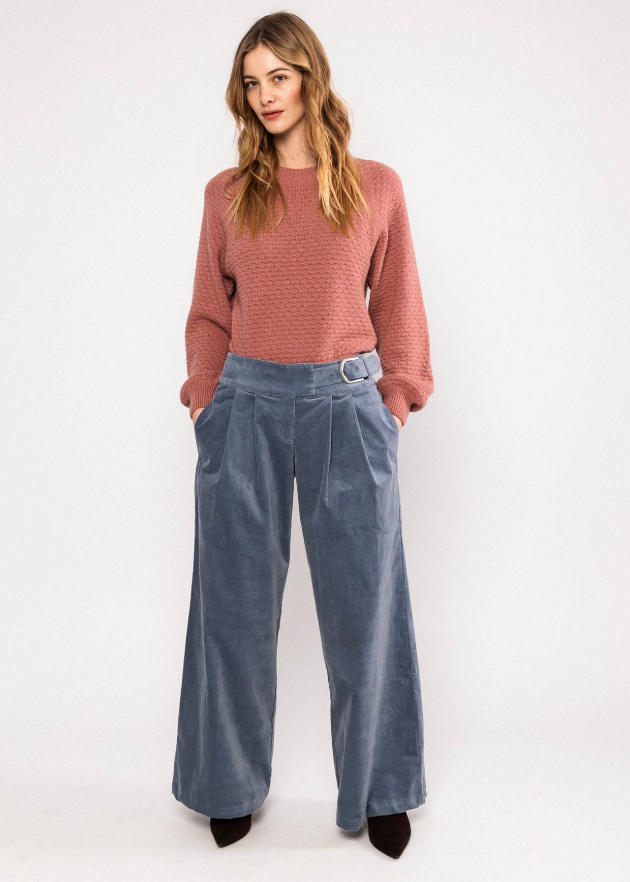 Blutsgeschwister Bundfaltenhose Winny, blue rhythm velvet