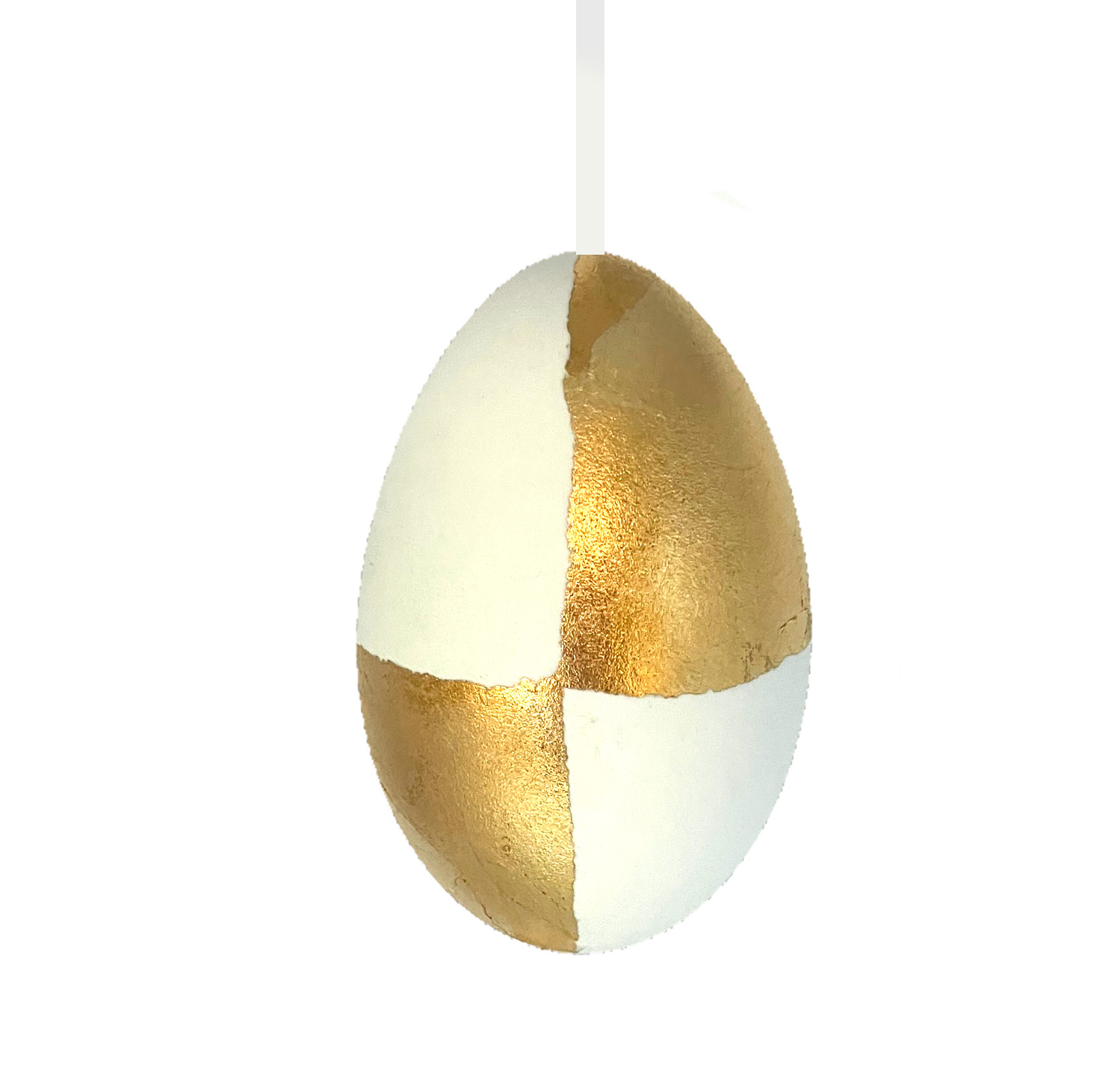 Osterei Gold-weiß, Gänseei, 1/4 Handwerkskunst aus der Slowakei, jedes Ei ist ein Unikat   