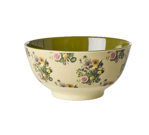 Rice Melamin Bowl Retro Bouquet Print, Mittelgroße Schüssel, 700 ml