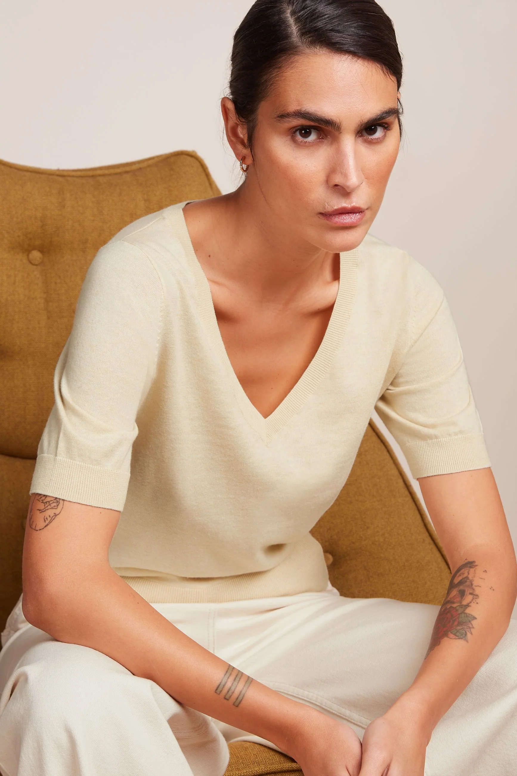 King Louie Agnes V Top Cocoon, Farbe: Cream