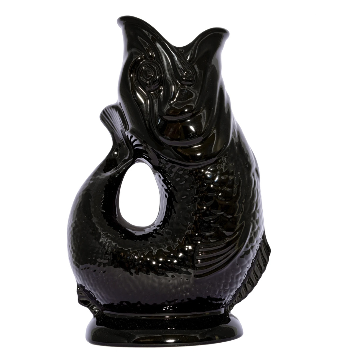 Gluckigluck  Fisch Karaffe/ Vase XL schwarz, ca. 1,1 L, Höhe ca. 27 cm