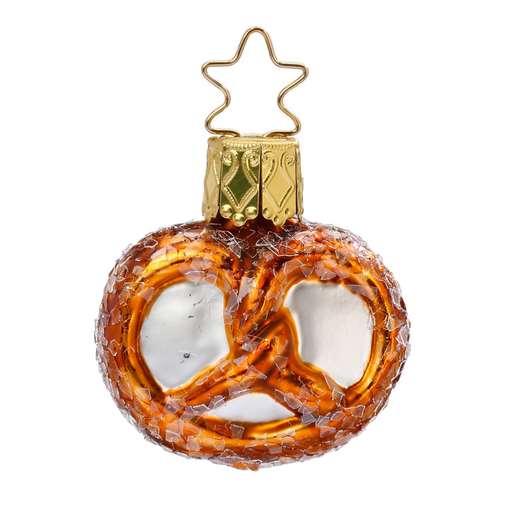 Inge Glas Mini-Brezel, Christbaumkugel , Bretzel, ca. 4 cm, Glas  