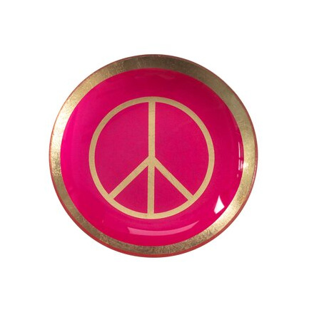 Love Plates, Glasteller S, Peace, rund, neon pink D. ca. 10 cm  