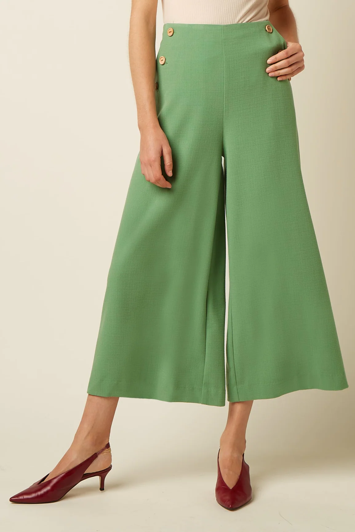 King Louie Pia Culotte Hose Folly, Farbe Jade Green