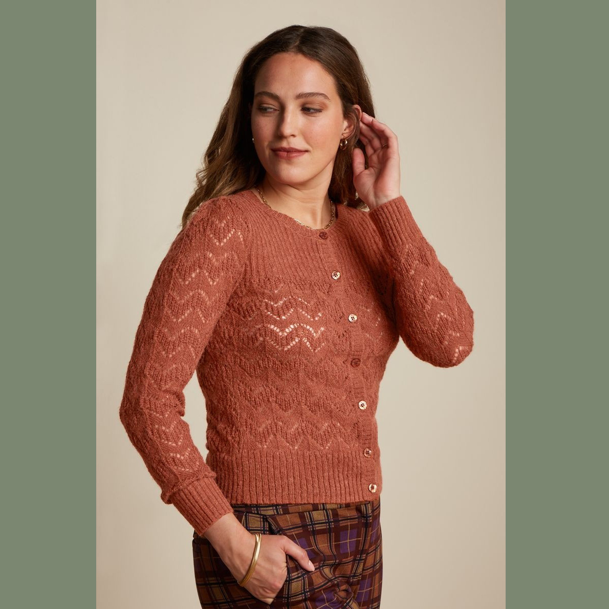King Louie Cardi Yoke Tosca, Farbe: Spicy Brown King Louie Cardi Yoke Tosca, Farbe: Spicy Brown