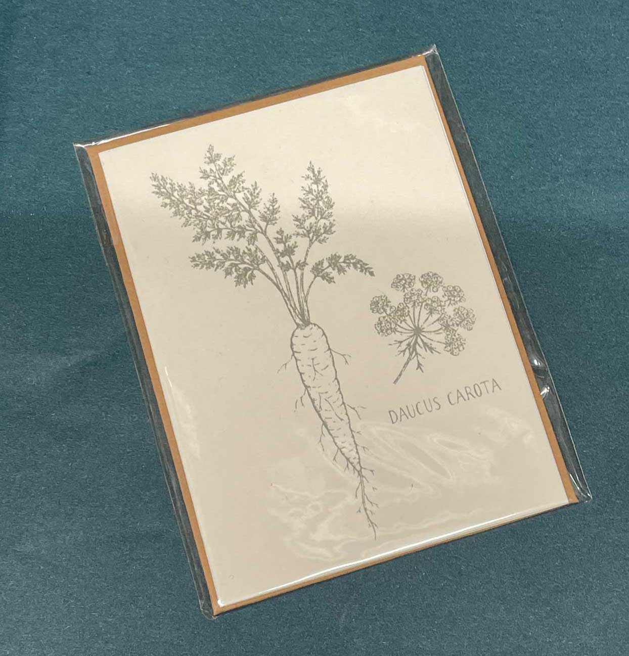 Dorothee Lehnen Briefkarte kl "Möhre", handgedruckt   