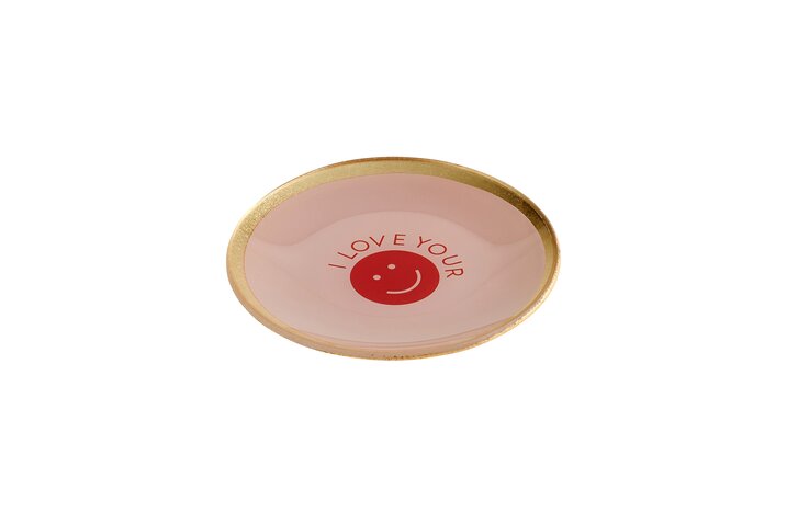 Love Plates, Glasteller M, Smile, rund, rosa D. ca. 13 cm  