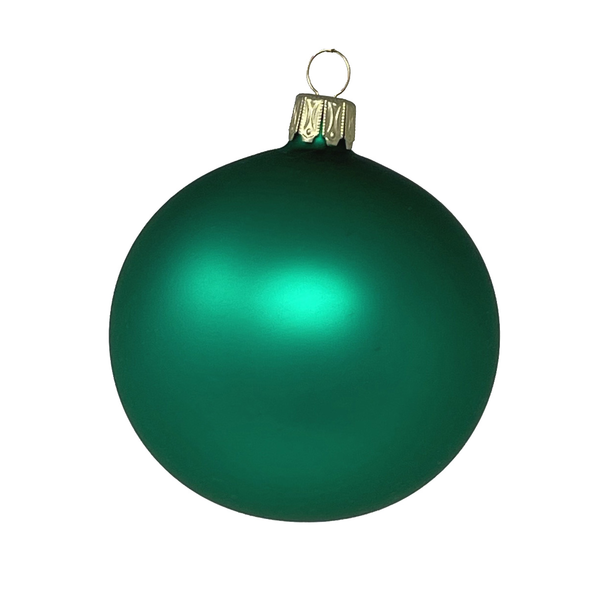 Christbaumkugel altes grün matt, D. 8 cm von der Oberfränkische Glasmanufaktur, Weihnachtskugel 