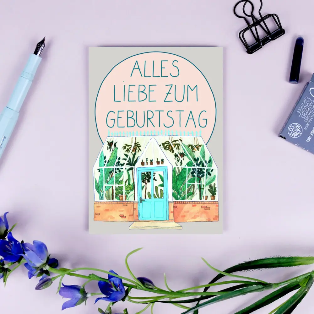 Postkarte Geburtstagskarte Gartenhaus von Wonder Of Today  