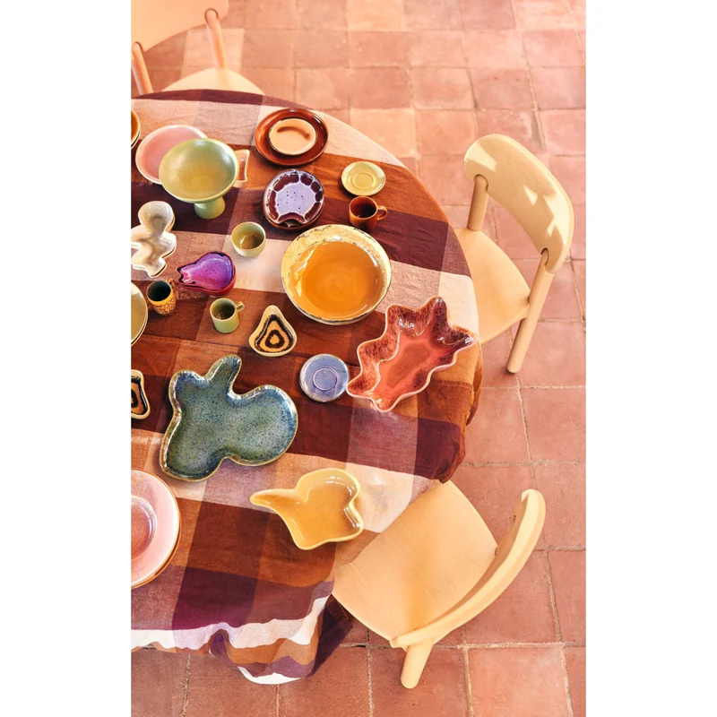 HKliving Vida Check Tischdecke amber/burgundy, 140x220cm