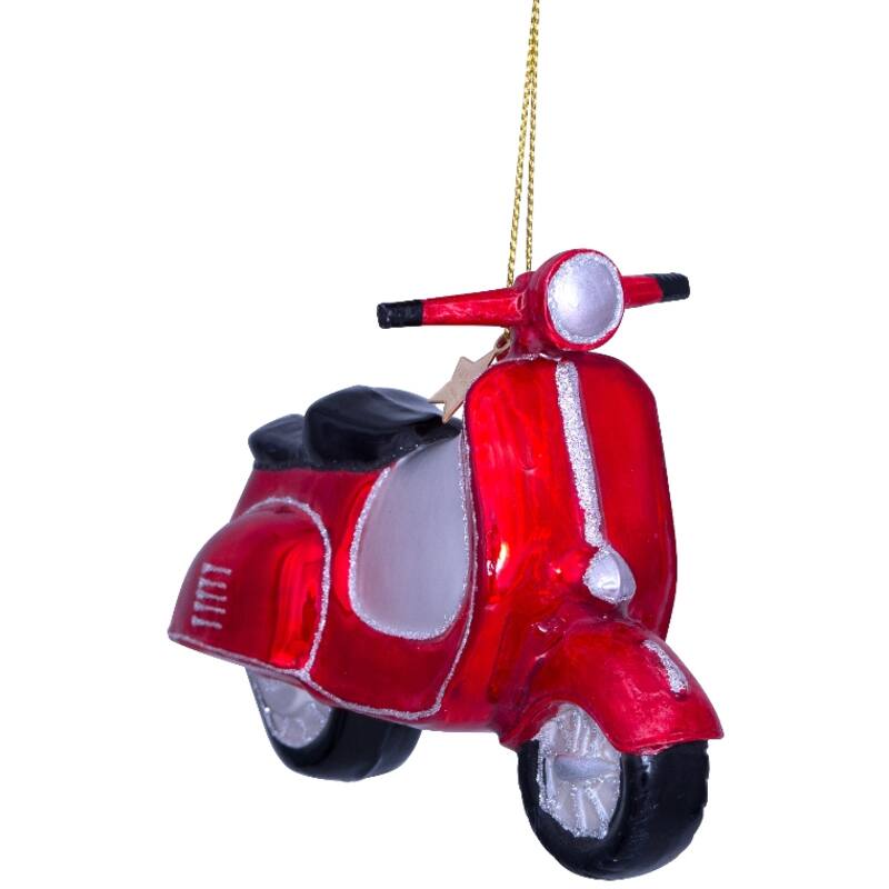 Weihnachtskugel Motorroller, Red scooter, rot, ca. 10 cm von Vondels
