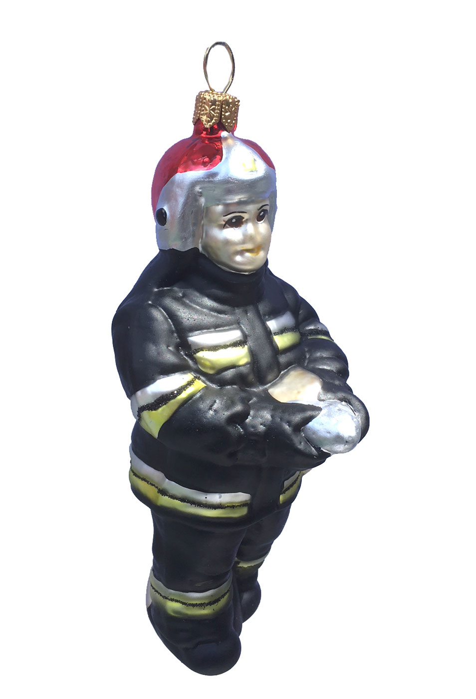 Christbaumschmuck Feuerwehrmann, Glas, ca. 13 cm