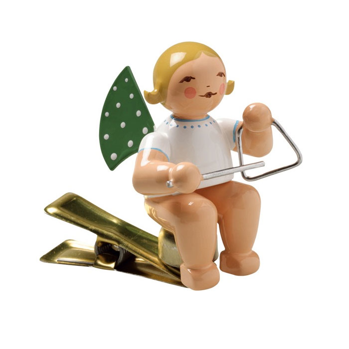 Wendt & Kühn Engel mit Triangel, auf Klemme, blonde Haare