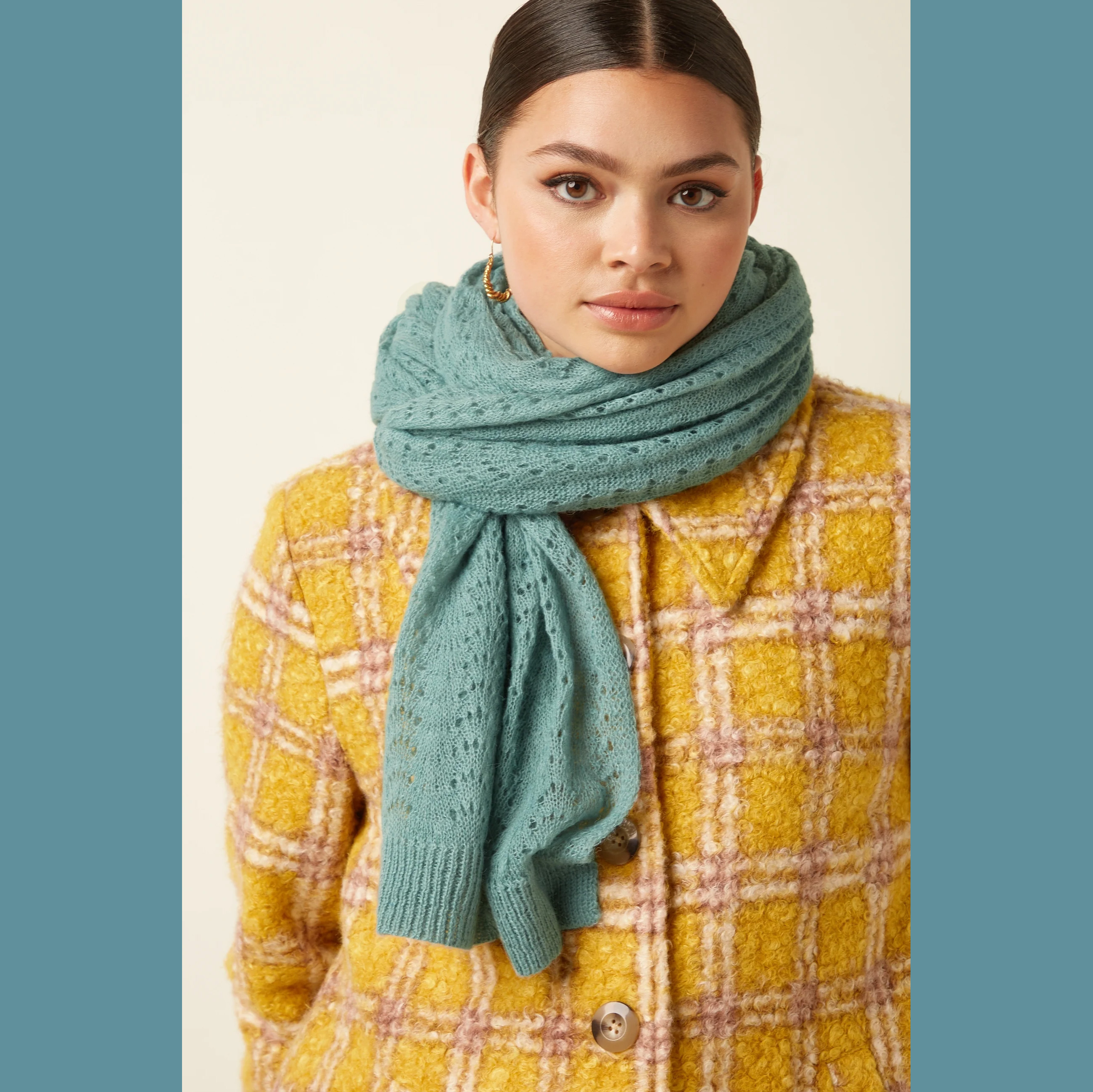 King Louie Schal Ajour Carre, Silver Green - Scarfs