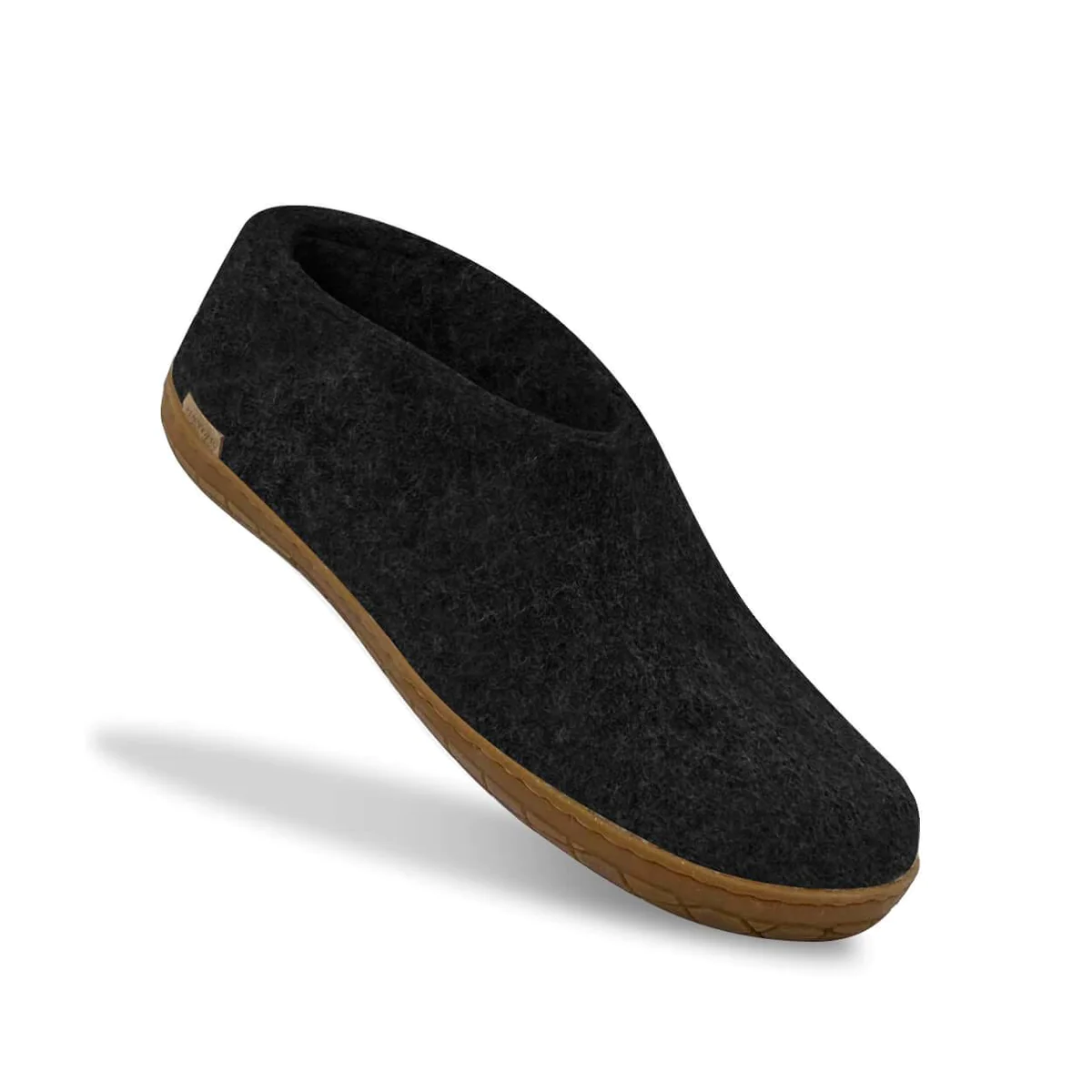 Glerups Shoe, Hausschuh Wollfilz Rubber dunkelgrau/Charcoal, Sohle Naturkautschuk