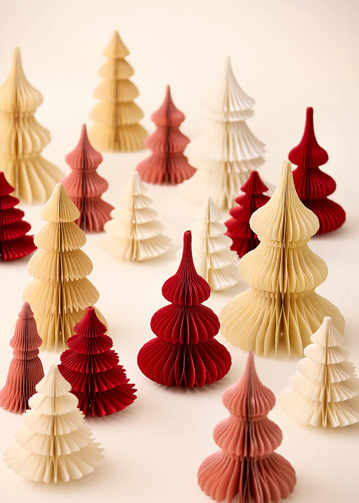 Bungalow Honeycomb Tannenbaum Noble , ca. 20 cm Tea Rose von Bungalow, Papier, Honeycomb Tree Noble H20cm Tea Rose