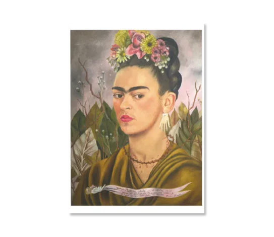 Postkarte Frida Kahlo " Selbstbildnis, Dr. Eloesser gewidmet, 1940" von Frida Kahlo , Kunst