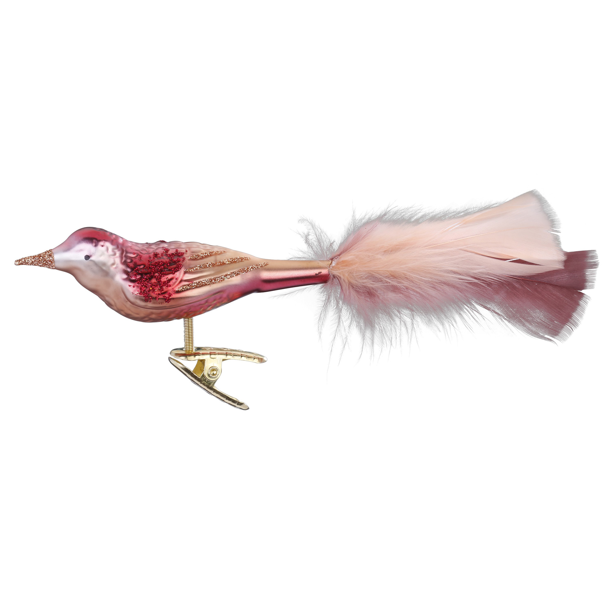 Inge Glas  Vogel "Gracy"  Weihnachtsvogel rosa, Christbaumschmuck, ca. 10 cm 