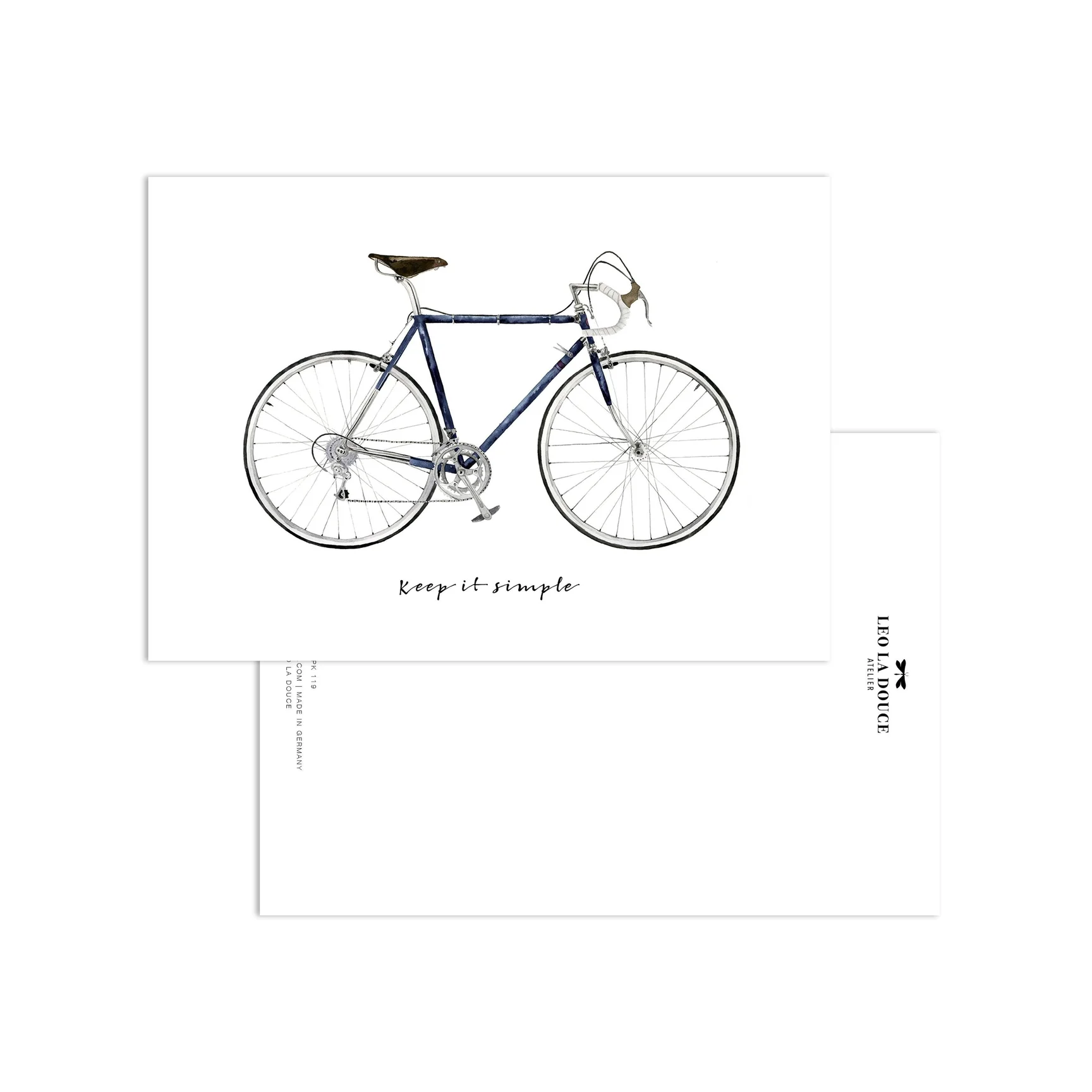 Leo la Douce Postkarte – Keep it simple | Blue Bicycle , Fahrrad, Rennrad
