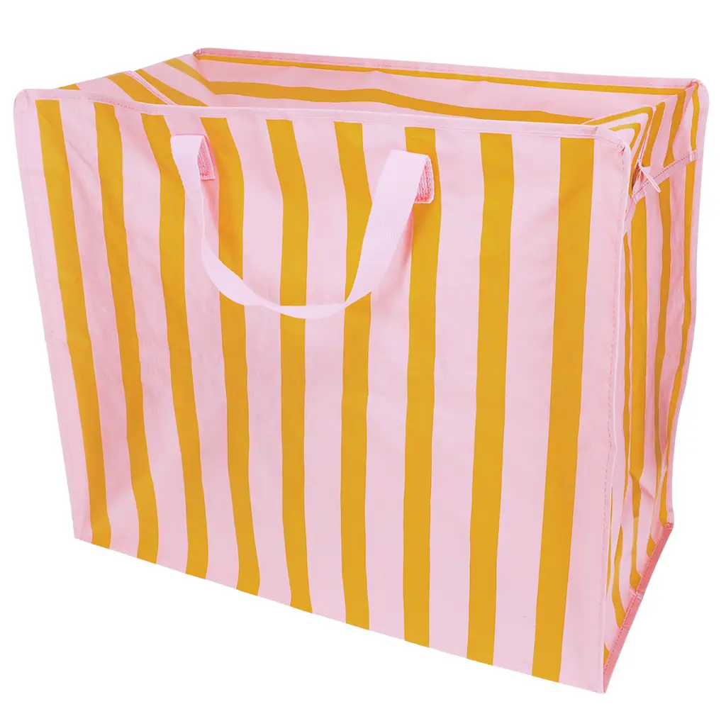 Jumbo-Aufbewahrungstasche - Streifen Rosa-Orange, ca. 58 x 28 x 48 cm