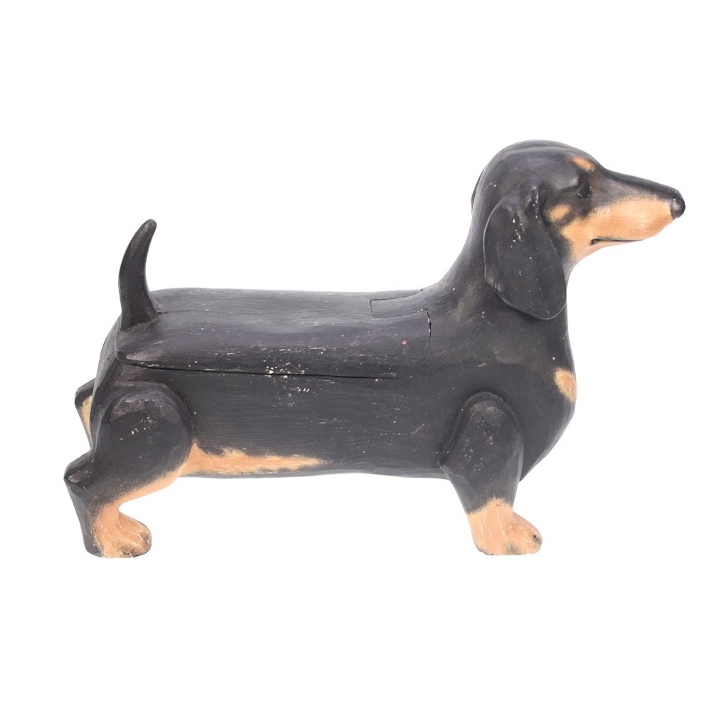 Dackel Figur, Vintage Look, Hund, ca. 30 x 10 x 20 cm, Dose